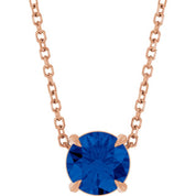 14K Rose 6 mm Lab-Grown Blue Sapphire 16-18" Necklace