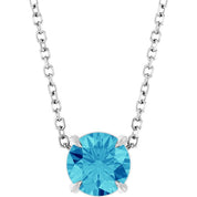 Sterling Silver 6 mm Natural Blue Zircon 16-18" Necklace