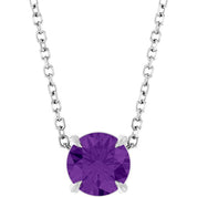 14K White 6 mm Natural Amethyst 16-18" Necklace