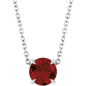 Sterling Silver 6 mm Natural Mozambique Garnet 16-18" Necklace