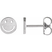 Platinum 4 mm Smiley Face Friction Earrings