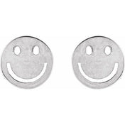 Platinum 4 mm Smiley Face Friction Earrings