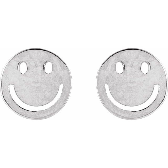 Platinum 4 mm Smiley Face Friction Earrings