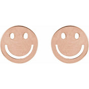 14K Rose 4 mm Smiley Face Friction Earrings