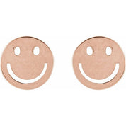 14K Rose 4 mm Smiley Face Friction Earrings