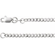 14K White 1.95 mm Curb 24" Chain