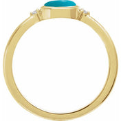 14K Yellow Natural Turquoise & .03 CTW Natural Diamond Ring