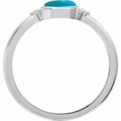 14K White Natural Turquoise & .03 CTW Natural Diamond Ring