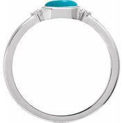 14K White Natural Turquoise & .03 CTW Natural Diamond Ring