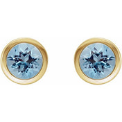 14K Yellow Natural Aquamarine Bezel-Set Earrings