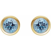 14K Yellow Natural Aquamarine Bezel-Set Earrings
