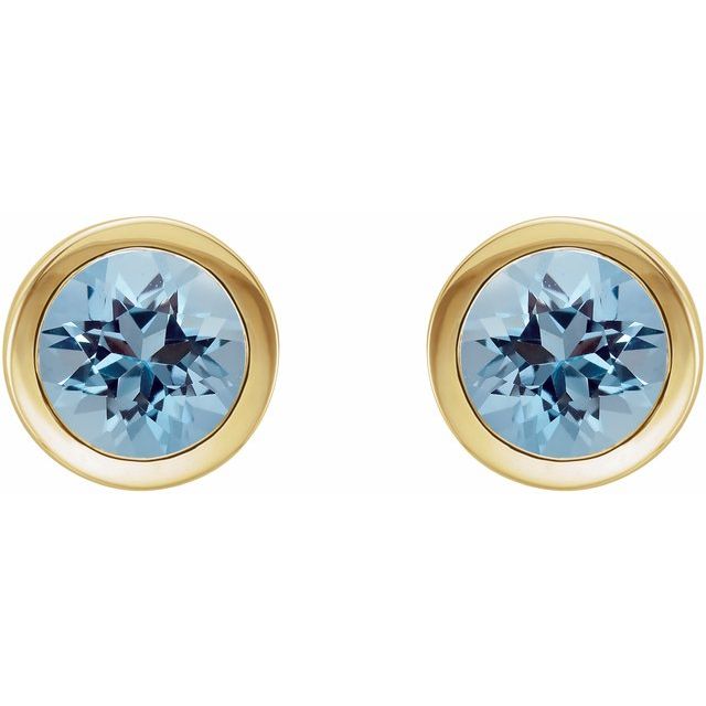 14K Yellow Natural Aquamarine Bezel-Set Earrings