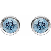 Sterling Silver Natural Aquamarine Bezel-Set Earrings