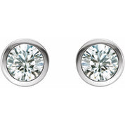 14K White 1 CTW Natural Diamond Bezel-Set Earrings