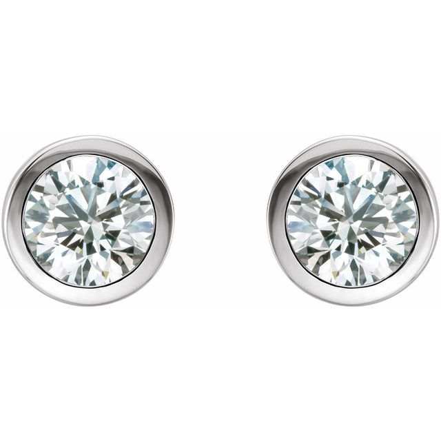 14K White 1 CTW Natural Diamond Bezel-Set Earrings