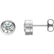 14K White 1 CTW Natural Diamond Bezel-Set Earrings