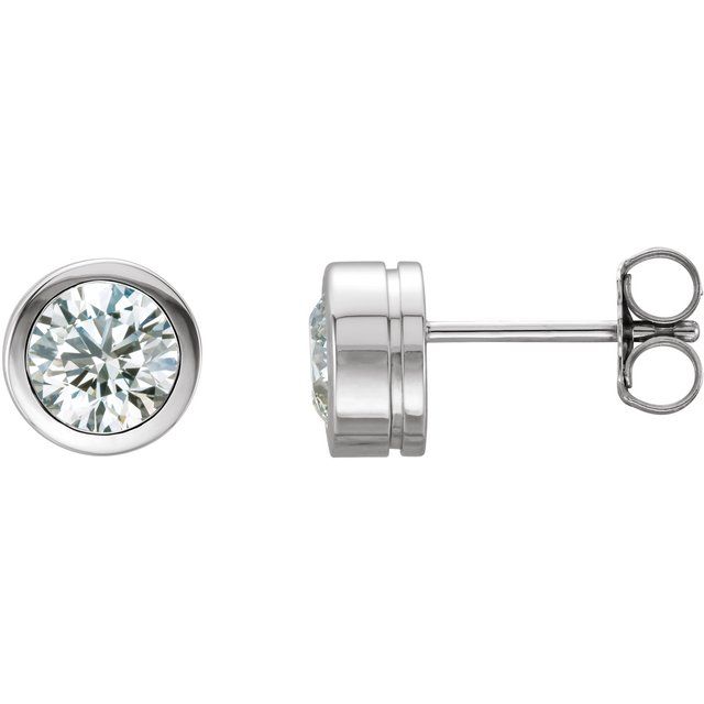 14K White 1 CTW Natural Diamond Bezel-Set Earrings