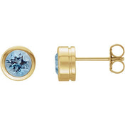 14K Yellow Natural Aquamarine Bezel-Set Earrings