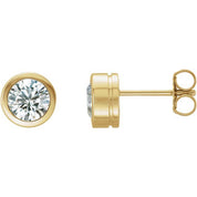 14K Yellow 1 CTW Natural Diamond Bezel-Set Earrings