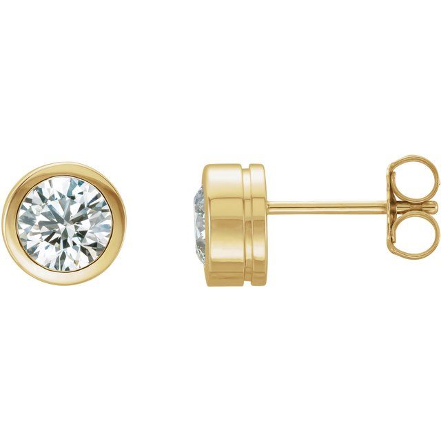 14K Yellow 1 CTW Natural Diamond Bezel-Set Earrings