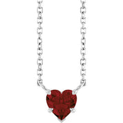14K White Natural Mozambique Garnet Solitaire 18" Necklace