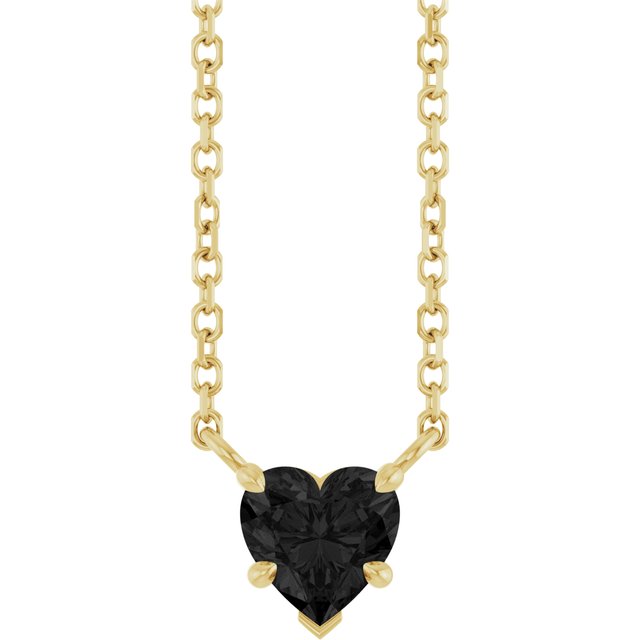 14K Yellow Natural Onyx Solitaire 18" Necklace