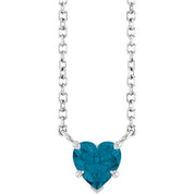 14K White Natural London Blue Topaz Solitaire 18" Necklace