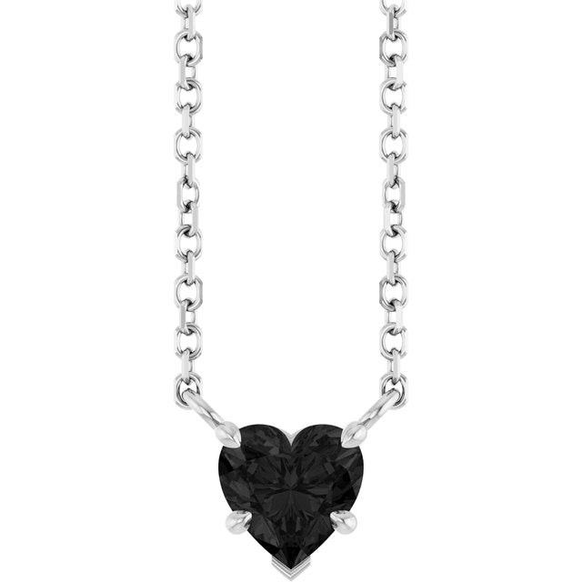 Platinum Natural Onyx Solitaire 18" Necklace
