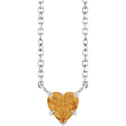 Sterling Silver Natural Citrine Solitaire 18" Necklace