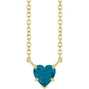 14K Yellow Natural London Blue Topaz Solitaire 18" Necklace