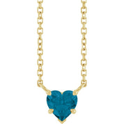 14K Yellow Natural London Blue Topaz Solitaire 18" Necklace