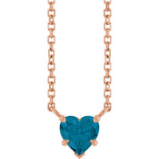 14K Rose Natural London Blue Topaz Solitaire 18" Necklace