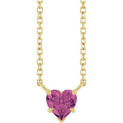 14K Yellow Natural Pink Tourmaline Solitaire 18" Necklace