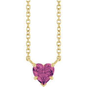14K Yellow Natural Pink Tourmaline Solitaire 18" Necklace