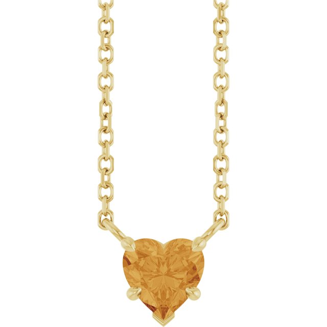 14K Yellow Natural Citrine Solitaire 18" Necklace