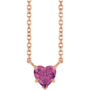 14K Rose Natural Pink Tourmaline Solitaire 18" Necklace