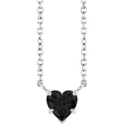 Sterling Silver Natural Onyx Solitaire 18" Necklace