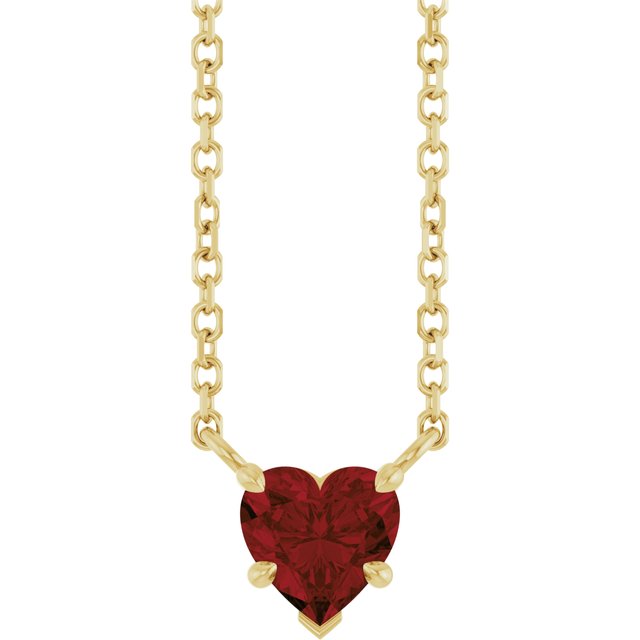 14K Yellow Natural Mozambique Garnet Solitaire 18" Necklace