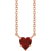 14K Rose Natural Mozambique Garnet Solitaire 18" Necklace