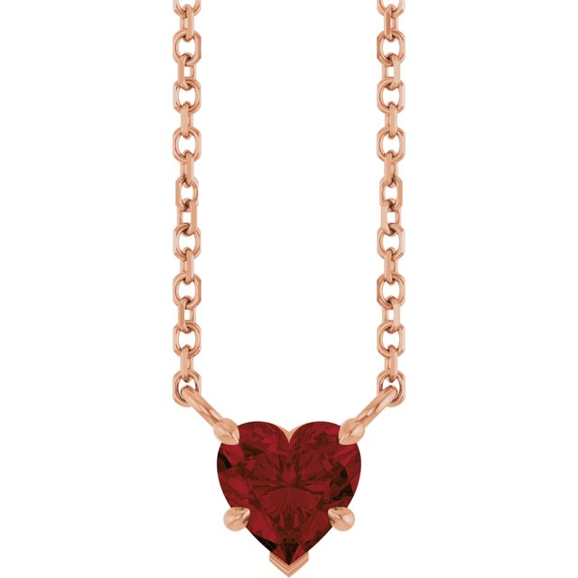 14K Rose Natural Mozambique Garnet Solitaire 18" Necklace