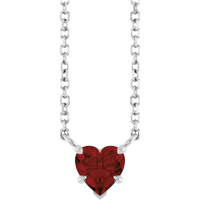 Platinum Natural Mozambique Garnet Solitaire 18" Necklace