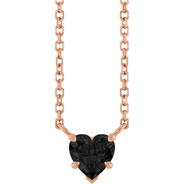 14K Rose Natural Onyx Solitaire 18" Necklace