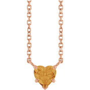 14K Rose Natural Citrine Solitaire 18" Necklace