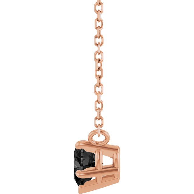 14K Rose Natural Onyx Solitaire 18" Necklace