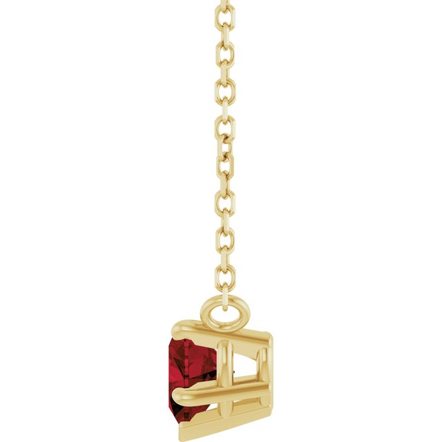 14K Yellow Natural Mozambique Garnet Solitaire 18" Necklace