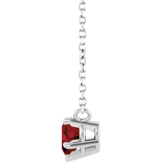 Sterling Silver Natural Mozambique Garnet Solitaire 18" Necklace