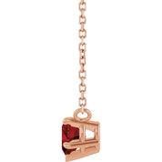 14K Rose Natural Mozambique Garnet Solitaire 18" Necklace