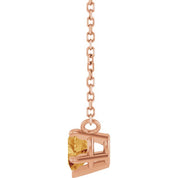14K Rose Natural Citrine Solitaire 18" Necklace