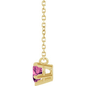 14K Yellow Natural Pink Tourmaline Solitaire 18" Necklace