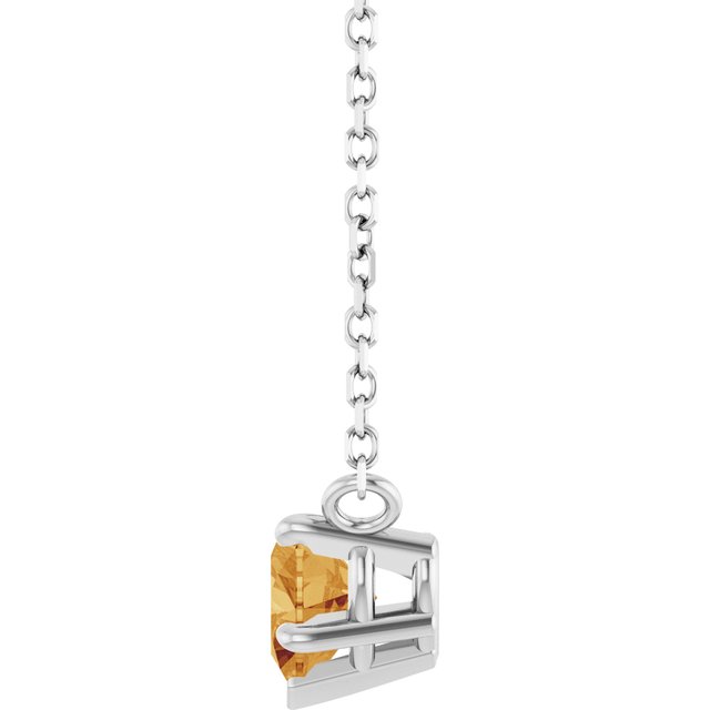 Sterling Silver Natural Citrine Solitaire 18" Necklace
